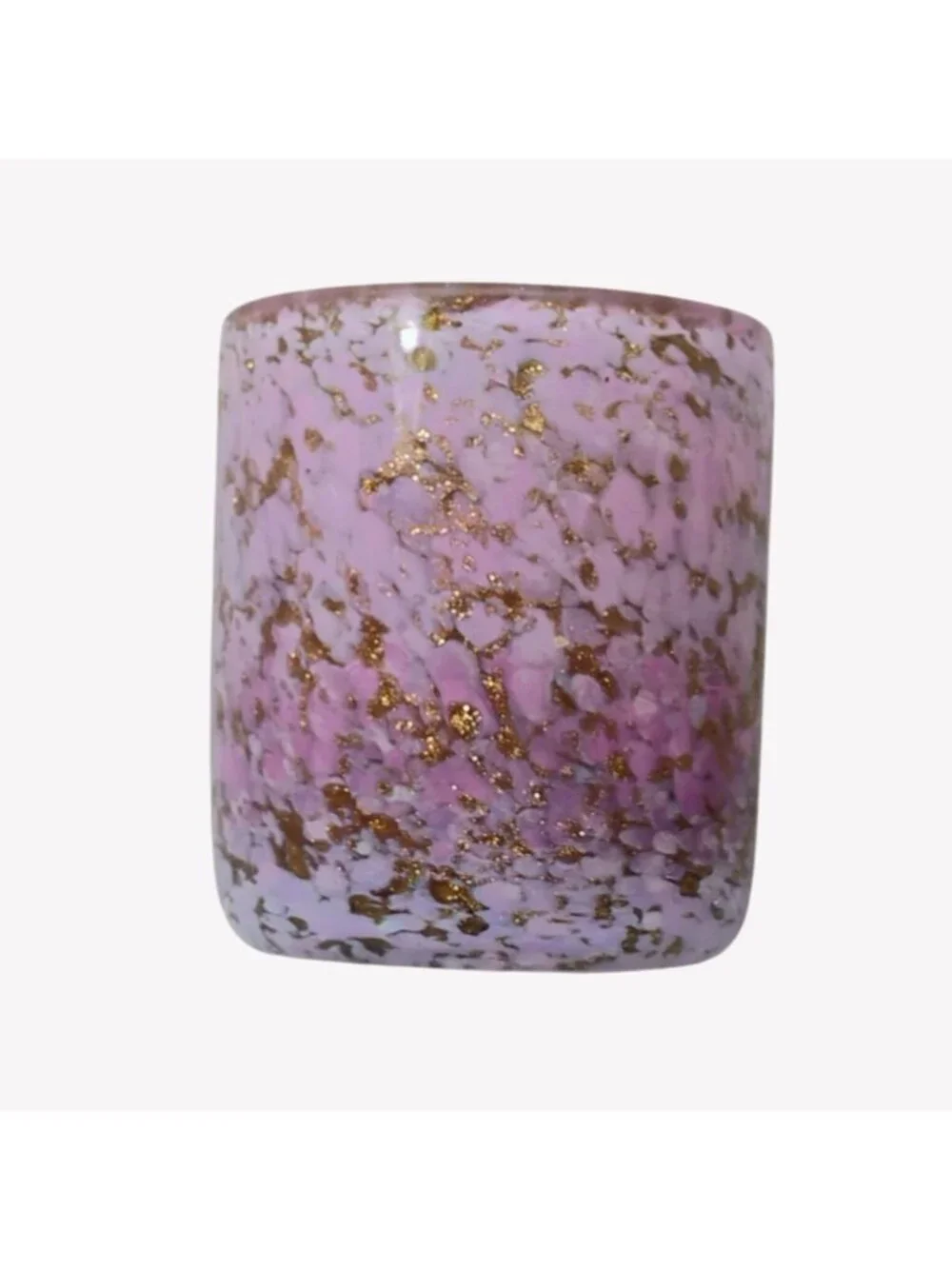 Vtg Murano Pink Gold Glitter Votive Candle Holder or Cup 3